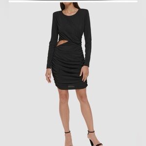 Guess Black Long Sleeve Cut-Out Dress